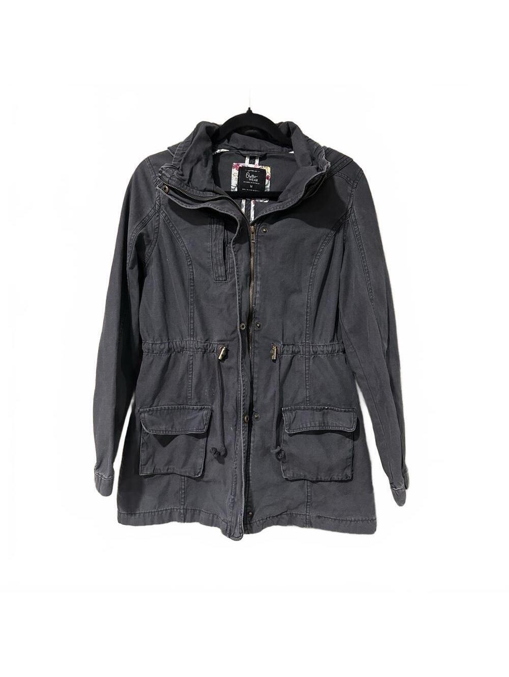 Outerwear by Lisa Women's Charcoal Gray Utility Jacket with Hood